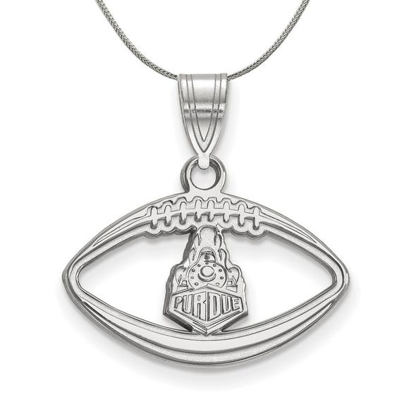 Sterling Silver Purdue Football Logo Pendant Necklace - 16 Inch - Picture 1 of 7